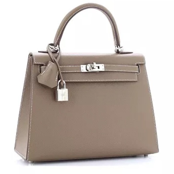 Hermès Kelly 25 Handbag Grey Epsom with Palladium Hardware GUC 100% Authentic - Picture 1 of 10